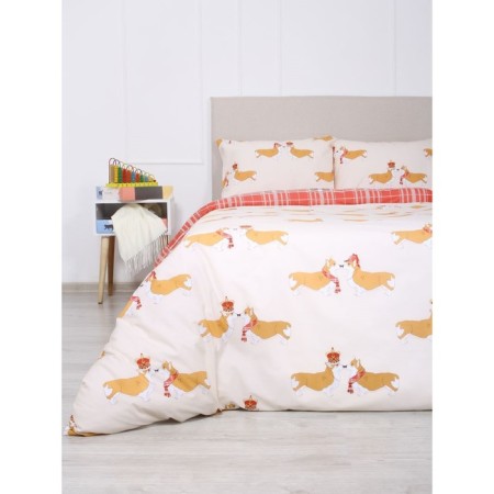 Bed linen 1.5 joint venture "Royal Corgi", size 150x215 cm, 145x210 cm, 50x70 cm-2