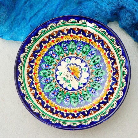 The plate of the Rishtan ceramics "Patterns", blue, deep, mix, 20 cm-1