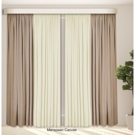 Set of curtains "Canvas", size 200x260 cm, 2 pcs, beige color, milk