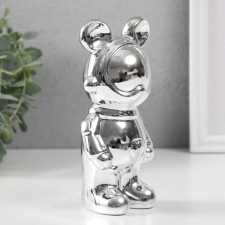 Souvenir Ceramics "Mishka-cosmonaut" silver 8x6x18 cm-1