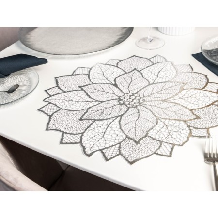 Serving napkin on the table "Flower", d = 43 cm, silver color-8