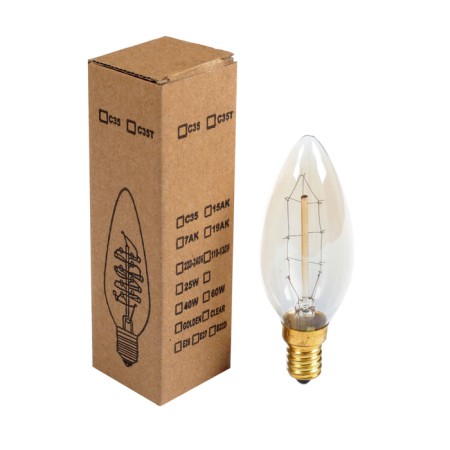 Incandescent lamp Vintage "Candle", C35, 40 W, E14, 230 V, 95x35 mm, warm white-1
