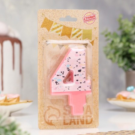Candle for the Mosaika cake, number "4", pink-1