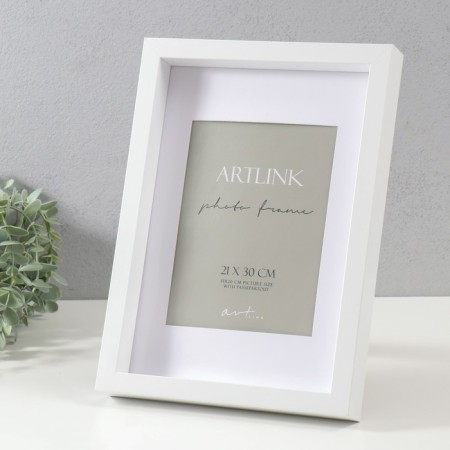 Photo frame MDF "Valerie" 21x30 cm with a paspartum 15x20 cm, white (plastic screen)-1