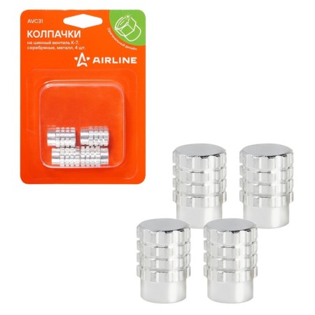 Caps on the tire valve K-7, silver, metal, 4 pcs. AVC31