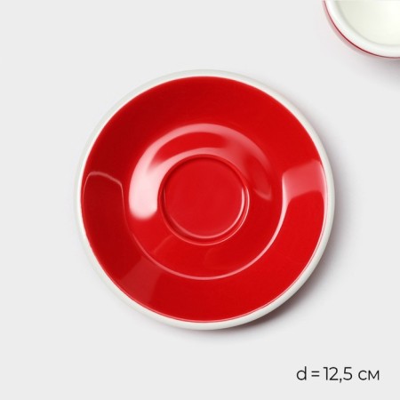 Coffee steam porcelain Magistro Coffee Time, 2 objects: a cup 80 ml, a saucer d = 12.5 cm, red color-2