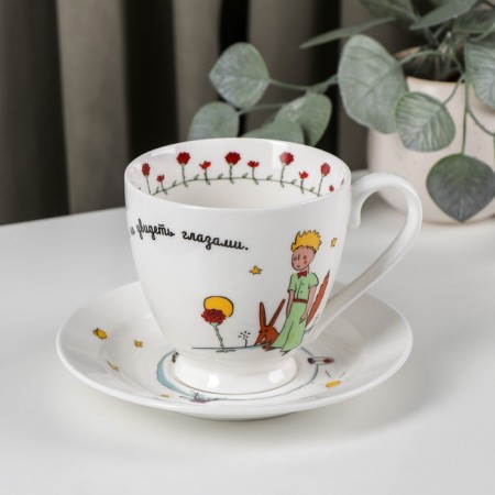 Tea pair of porcelain "Little Prince", 440 ml, saucer d = 16 cm