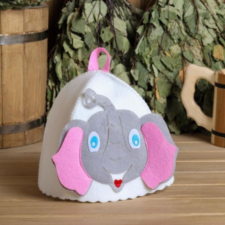 Bath cap with children's applique "Elephant" felt-5