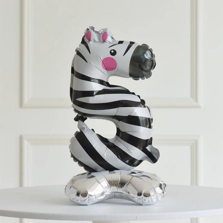 Foil ball 24 "Number 5" on the stand, zebra-1