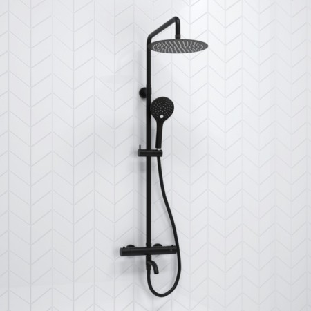 The shower system wasserkraft a288.258.078.bm Thermo, tropical shower, thermostat, black-1