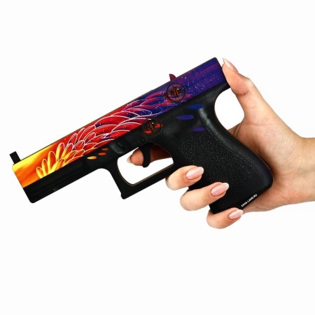 Wooden weapons, children's souvenir "necromancy", machine gun, gun, knife-stamp, set 3 pcs-8