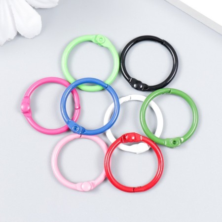 Ring for creativity (for photo albums) "Color" MIX int. D = 2 cm external. D = 2.4 cm set 8 pcs 91494-1