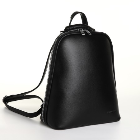 City backpack of artificial leather with lightning, black color
