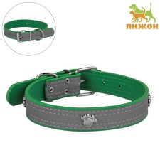 The paw collar with a reflective strip, 59 x 3 cm, artificial leather, green