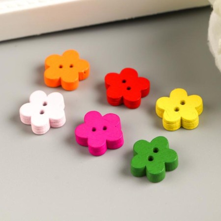 Buttons wood for creativity 2 punctures "flowers" set 40 pcs 1.1x1.1 cm