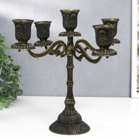 Summary Metal for 5 candles "Raja" Bronze 22.5x23x23 cm-4