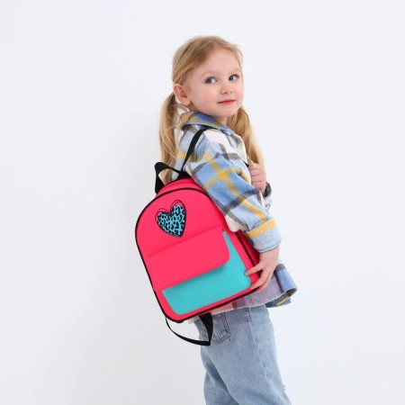 Baby backpack for a girl textile "heart", 27x23x10 cm-6