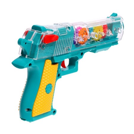 Pistol with gears, light and sound effects, works from batteries-2