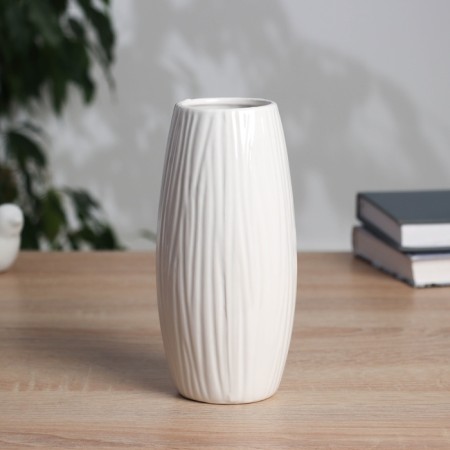 VAZ Coramics Table "Thiago" strips of barrel, D-5cm, 17x7 cm, white