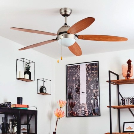 Ceiling fan with the lamp SUSALE, E14, 1x60W, steel, nickel, glass, white-2