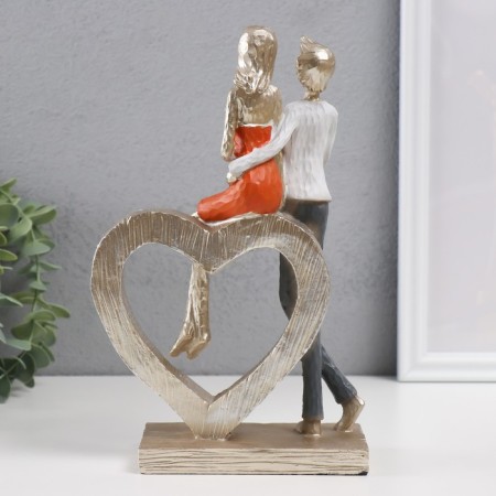 Polystone souvenir "A couple in love with a big heart" 15x7x23.5 cm-2