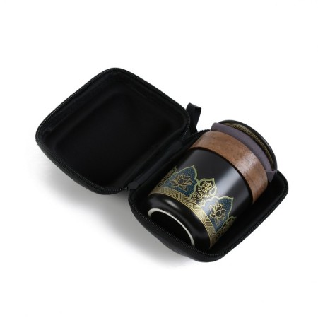 A set for a tea ceremony of 5 items per 3 persons: a cup 50 ml, a kettle 280 ml, black-4