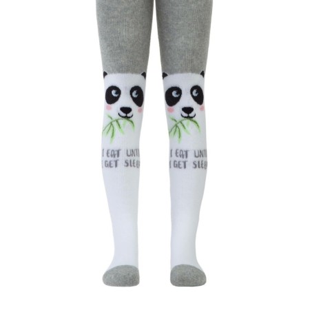 Children's tights with drawings CONTE KIDS Sof-Tiki, height 62-74 cm, white-gray color