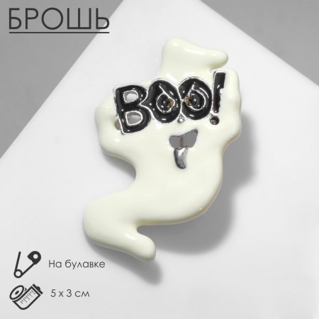 Boo brooch, bringing, black and white color in silver