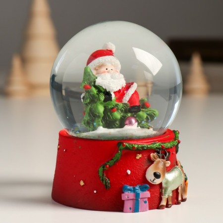 Souvenir Polystone Water Ball "Santa Claus on the Christmas tree" 7x8x9 cm-2