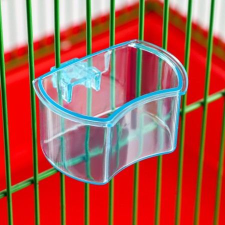 A bowl for birds with a mount to the rods 5x3.5 cm, blue-3