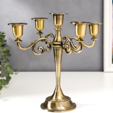 Summary Metal for 5 candles "Laconic" color of brass 26.5x27.5x10 cm-1