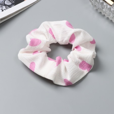 Hair gum "Orbit" Classic Heart, 10 cm, pink-white-1