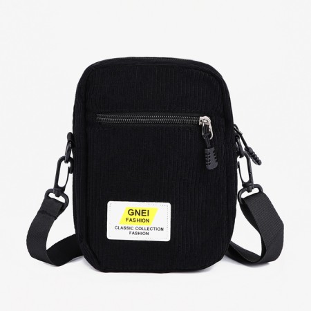 Youth bag with zipper, black color
