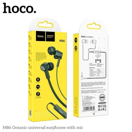 Hoco M86 headphones, wired, vacuum, microphone, jack 3.5 mm, 1.2 m, green-3