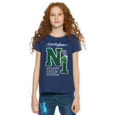 T-shirt for girls, height 128 cm, dark blue color