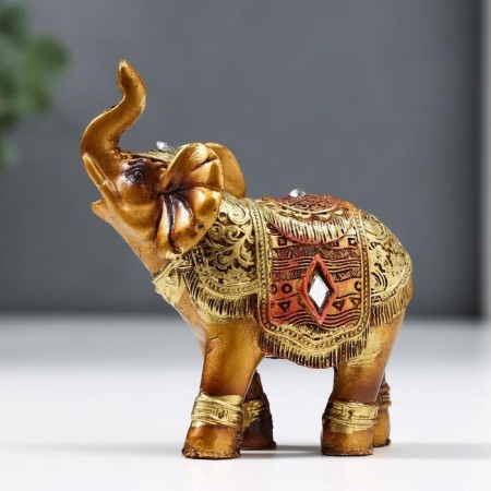 Souvenir Polystone "African Elephant in the Golden, Openland Popone" MIX 8.5x7x3 cm-4