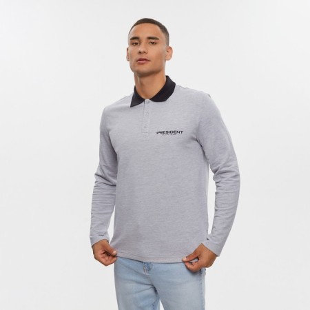 Polo with long sleeve President, size l, color gray-1