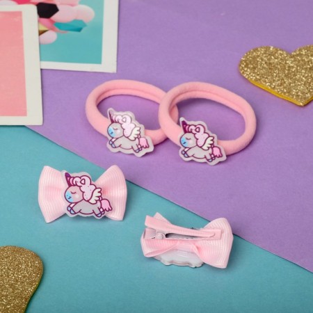 Hair set "Cute" (2 clamps 3.5 cm, 2 elastic bands) color horse-2