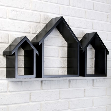 A set of wall shelves "Black houses", 3pcs, (36*30cm, 31*23cm, 26*17cm)-2