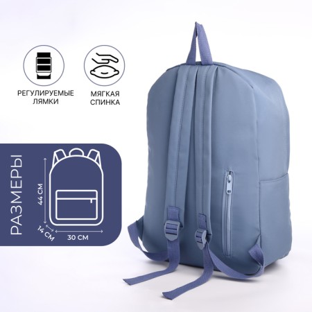 School backpack of textiles on lightning, 4 pockets, blue color-1
