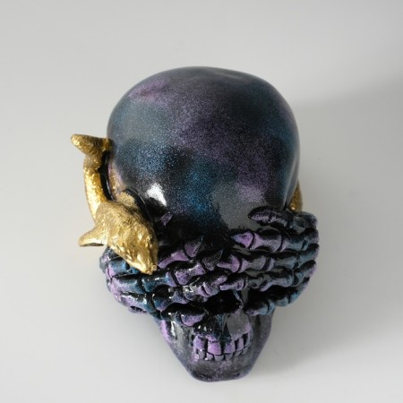 Polystone souvenir "Snake on the skull" 15x12.5x12 cm-6