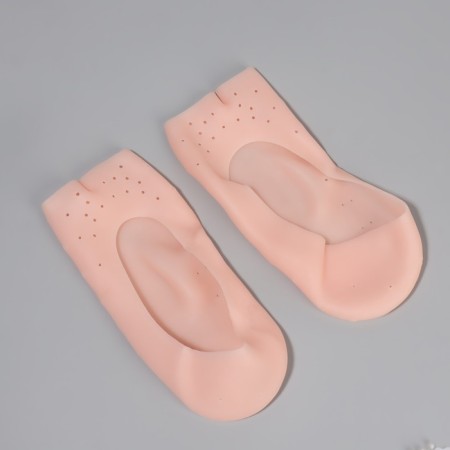 Socks for pedicure, silicone, with perforation, with a separator, 17 × 7 cm, beige color-4