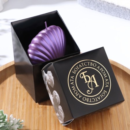 Figure candle "shell", 4x9x6.5 cm, purple, in the box-2