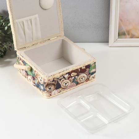 Casket for needlework "Plush cubs" 20x20x11 cm-3
