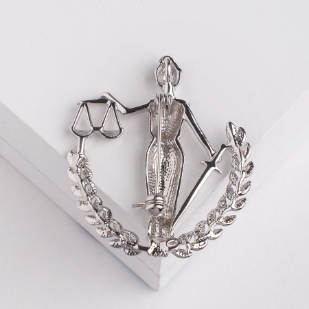 Femida Brooch Goddess of Justice, 4.5 cm, silver color-1