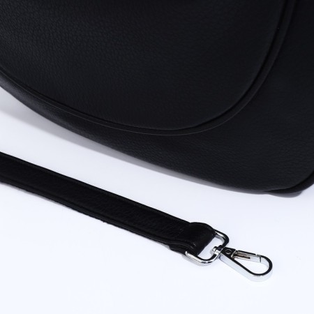Load bag with zipper, external pocket, long belt, black color-5