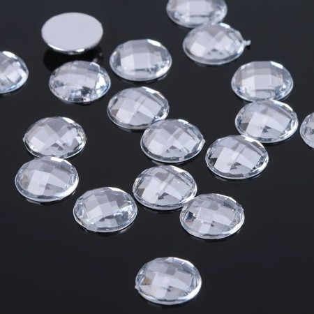 Flat adhesive rhinestones (set 20 pcs.), 10mm, white color