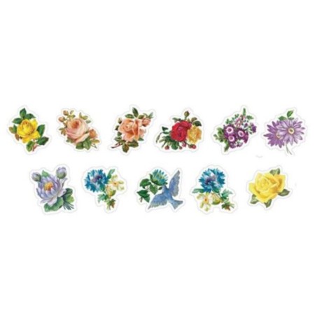 Stick Paper "Garden flowers" d = 3 cm 100 pcs in a roll 3.5x3.5 cm