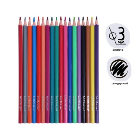 Pencils of 18 colors, Erichkrause, plastic, hexagonal, 3.0 mm barrels, cardboard packaging, Euro suspension-1
