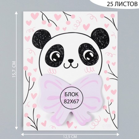 Magnet with a block "Panda with a bow" 12.5x15.7 cm-1